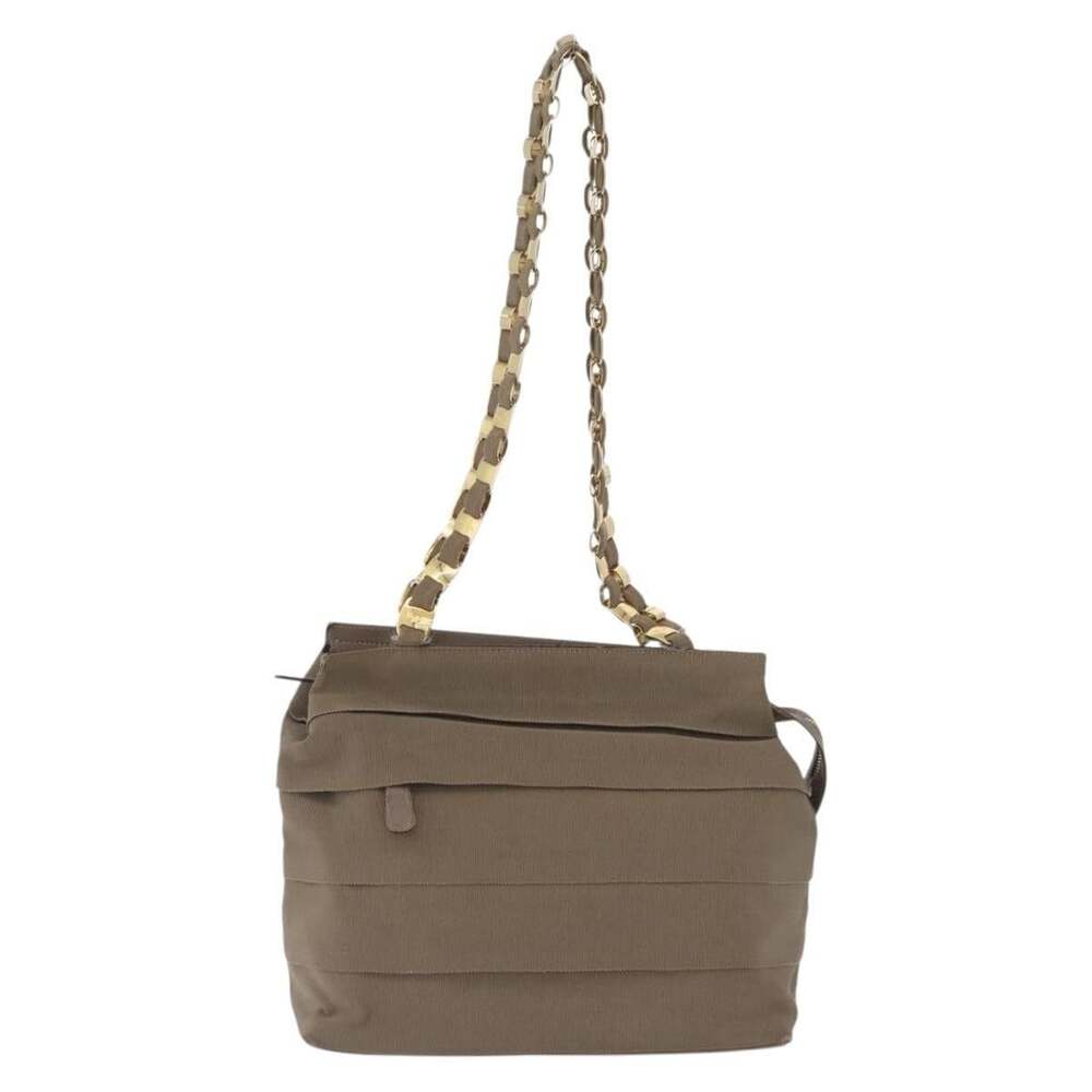 Salvatore Ferragamo Canvas Shoulder Bag Brown